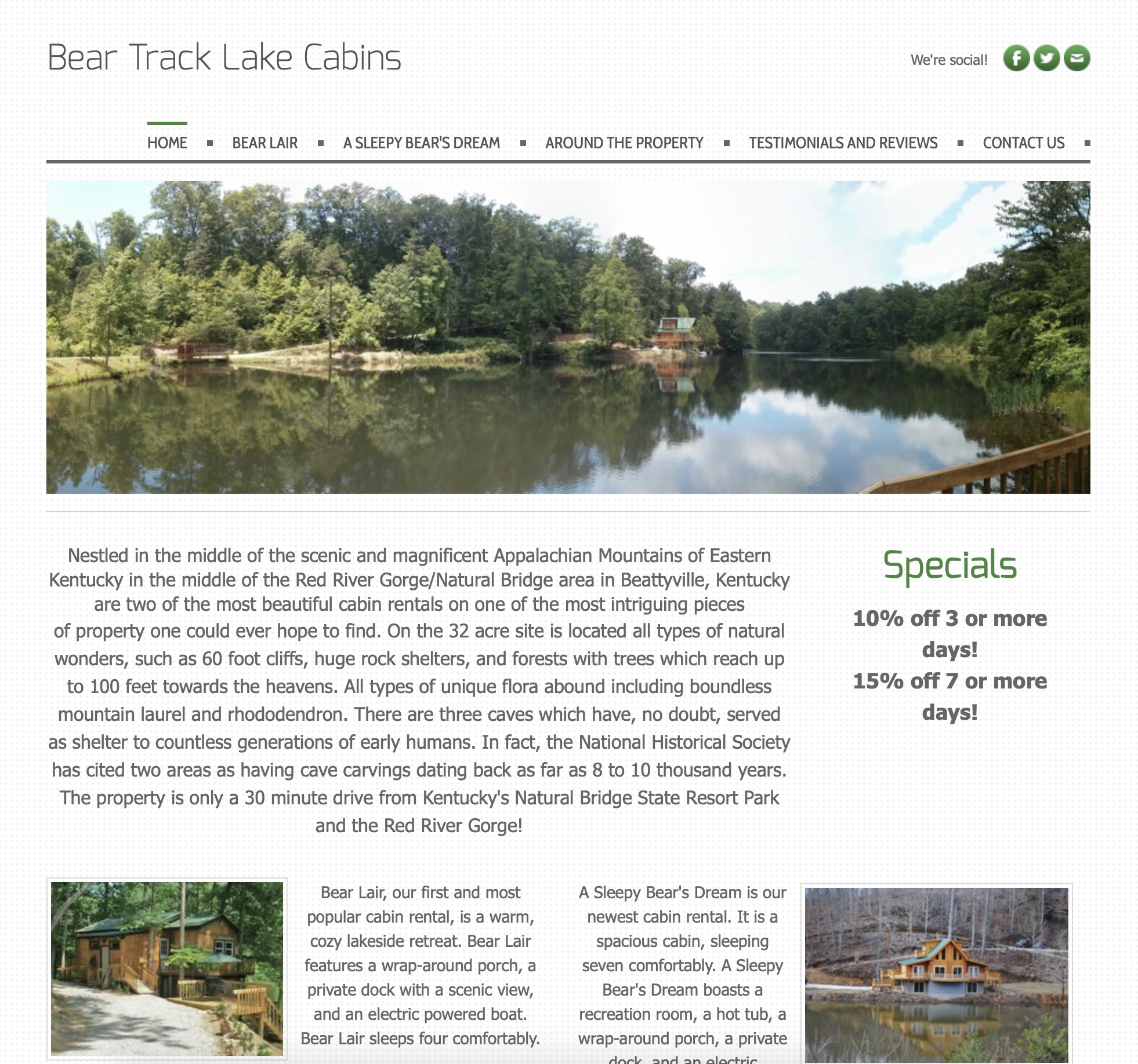 Screenshot of third website design